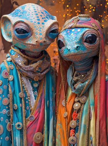 Cross & Glory Cross Glory Meet The Aliens Luma Kairo 1000 Piece Jigsaw Puzzle for Adults Vibrant SciFi Love Story Puzzle Colorful Alien Couple Artwork Premium RibbonCut Puzzle with Satin Finish - Image 1