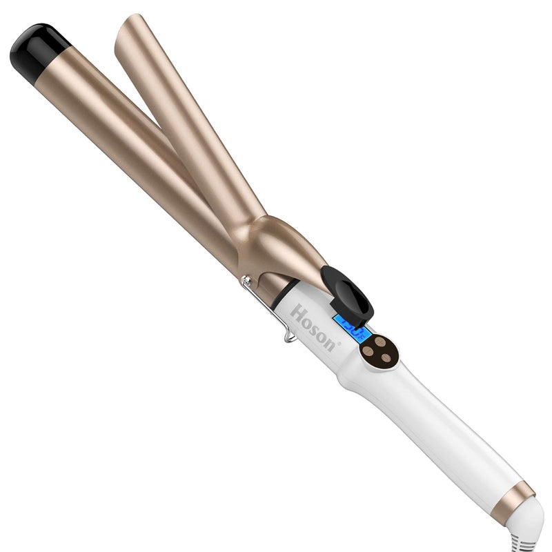 Hoson 1 1/4 Inch Curling Iron Dual Voltage, Ceramic Long Barrel 1.25 Inch Hair Curling Iron for Long Hair, LCD Display with 9 Heat Setting(225°F-450°F for All Hair Types, Glove Include) - Image 1