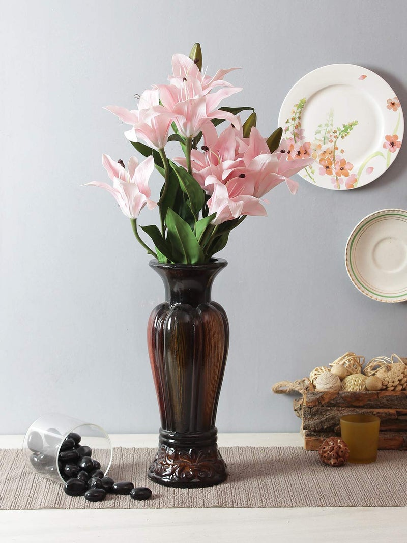 Fourwalls Four Walls Lily Artificial Flower Bunch 15 cm x 15 cm x 55 cm Light Pink - Image 1