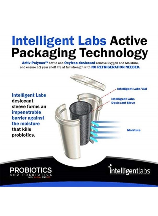 Intelligent Labs 50 Billion CFU Probiotic with Prebiotics, No Refrigeration Needed, with Sunfiber and FOS for 10x More Effectiveness, 2 Months Supply Per Bottle  - Image 2