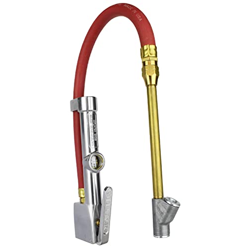 Milton S-516 Analog Tire Inflator with Pressure Gauge, 15" Hose Straight Foot Lock-in Thread Chuck, Made In USA 10-160 PSI - Image 1