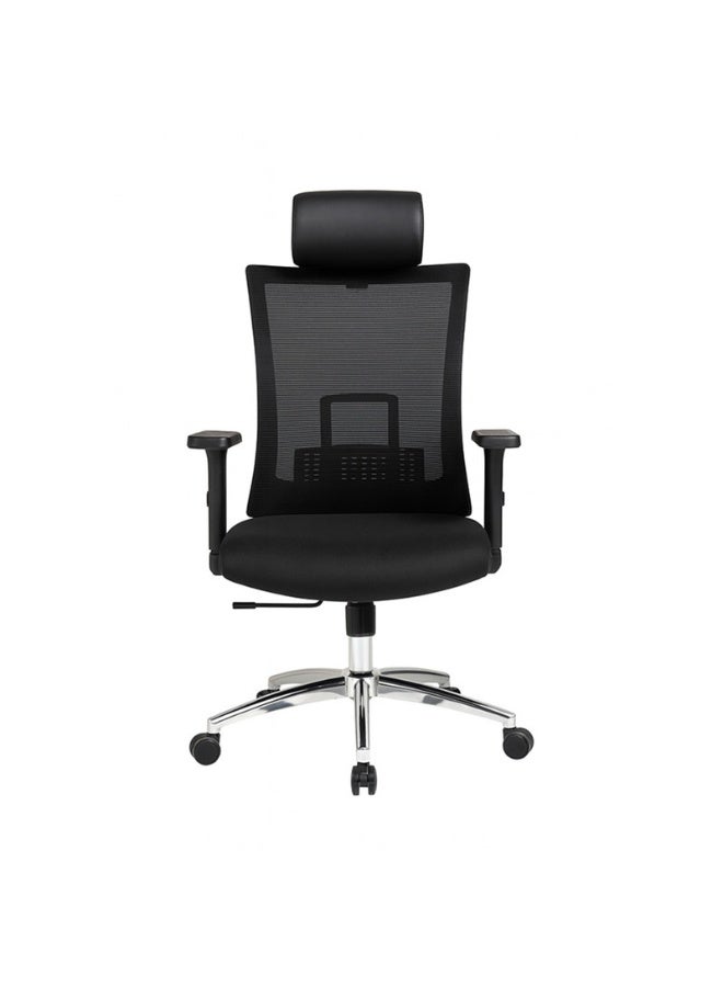 YI ONE Executive Office Chair CH-247A – Mesh Computer Chair with Ergonomic High Back Design, Swivel Manager Chair with Height Adjustment, Adjustable Armrests, Wheels & Headrest, Black, 66×66×130 cm - Image 2