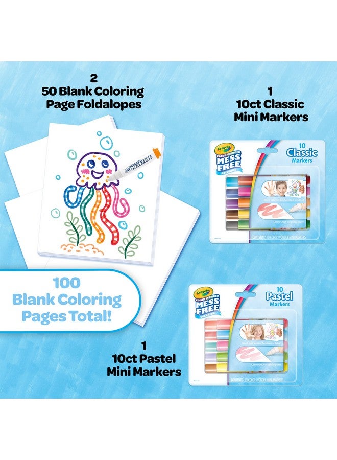 Crayola Color Wonder Mess Free Coloring Kit (120ct), 100 Mess Free Coloring Pages & 20 Mini Markers, Toddler Easter Basket Essentials, Travel Activity - Image 2