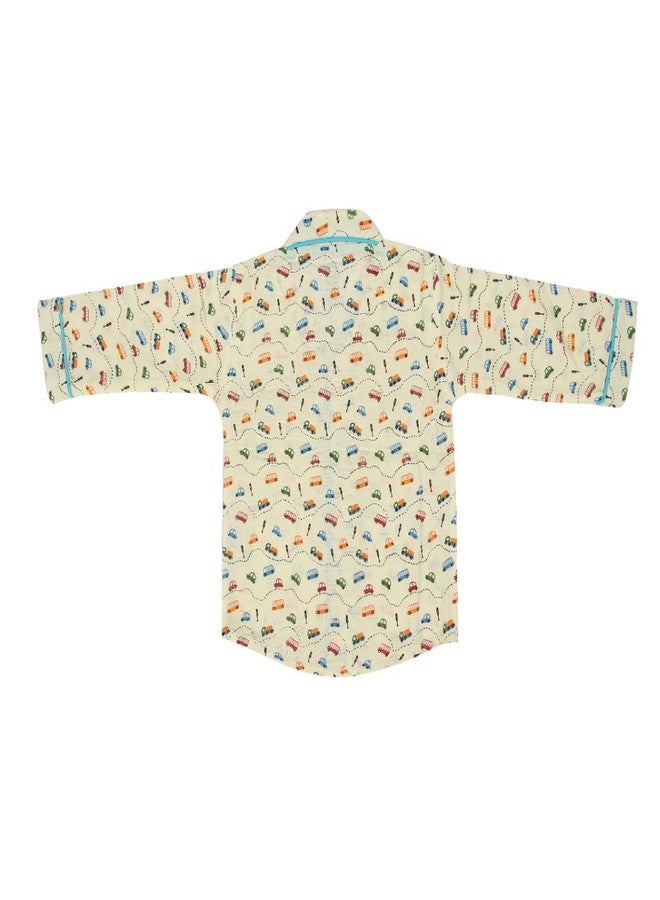 A toddler thing 100% Organic Muslin Full Sleeves Sleepsuit | Top & Pants | Night Suit for Boys & Girls | Sleepwear Baby Products | Pajama Set | Full Cover Dress | Print- OntheRoad | Size- 3-4y - Image 3