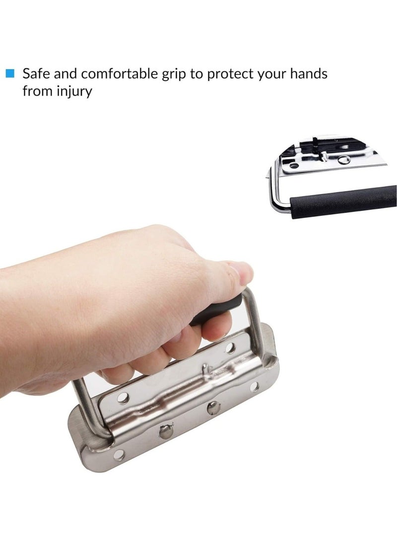 كابتن تيك Spring Loaded Pull Handles, Surface Mount Chest Handle with Rubber Grip Handmade Chest Trunk Lifter Handle Pull Heavy Duty Hardware for Chests Trunks Crates Storage Boxes(2 Pack) - Image 4