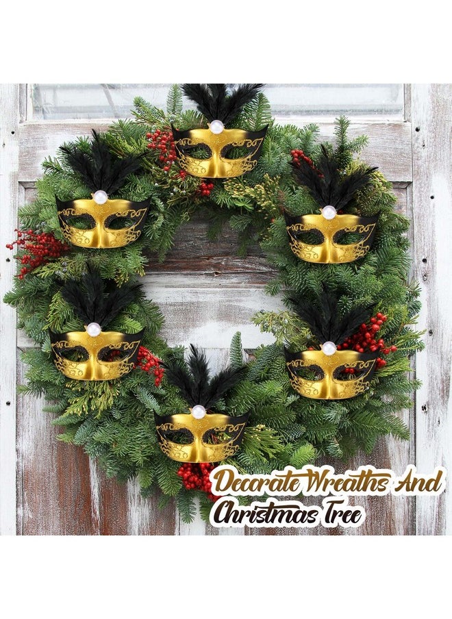 Charniol - 24 Pieces Mini Masks Masquerade Mini Mask Small Masquerade Mask Cake Toppers Decorative Mini Mask Mardi Gras Party Decor (Black) - Image 1