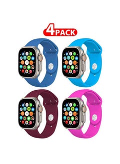 4 Pack Of Silicone Sport Band 49mm 45mm 44mm 42mm Replacement Wrist Strap Compatible For Series Ultra 2/9 /Ultra /8 / 7/6 / 5/4 / 3 & SE