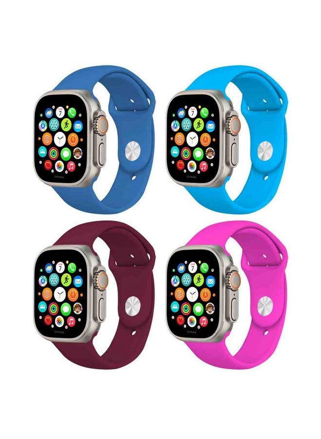 CATANES - 4 Pack Of Silicone Sport Band 49mm 45mm 44mm 42mm Replacement Wrist Strap Compatible For Series Ultra 2/9 /Ultra /8 / 7/6 / 5/4 / 3 & SE - Image 1