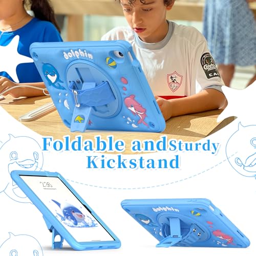 ProElite Cover for Apple iPad (A16) 11th/10th Generation (2025/2022) Case Cover, Tough Bubble Kids case Cover for Apple iPad 11th/10th Gen 2025/2022 with Rotating Kickstand & Shoulder Strap, Blue - Image 5