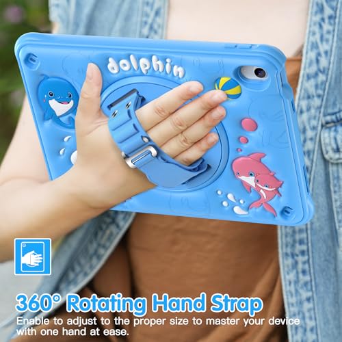 ProElite Cover for Apple iPad (A16) 11th/10th Generation (2025/2022) Case Cover, Tough Bubble Kids case Cover for Apple iPad 11th/10th Gen 2025/2022 with Rotating Kickstand & Shoulder Strap, Blue - Image 4