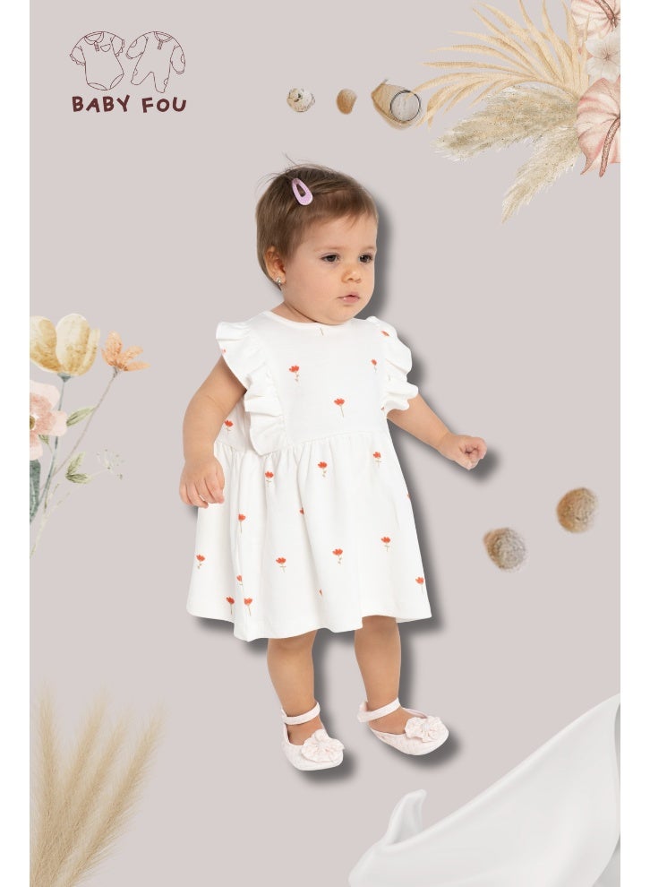 Baby Fou Baby Girls Sleeveless Tulip Dress | Soft Cotton Summer Outfit | Infant & Toddler Casual Clothing | Cute Flower Print Dress for Daily Wear, Parties & Photoshoots | 6–24 Months - Image 1