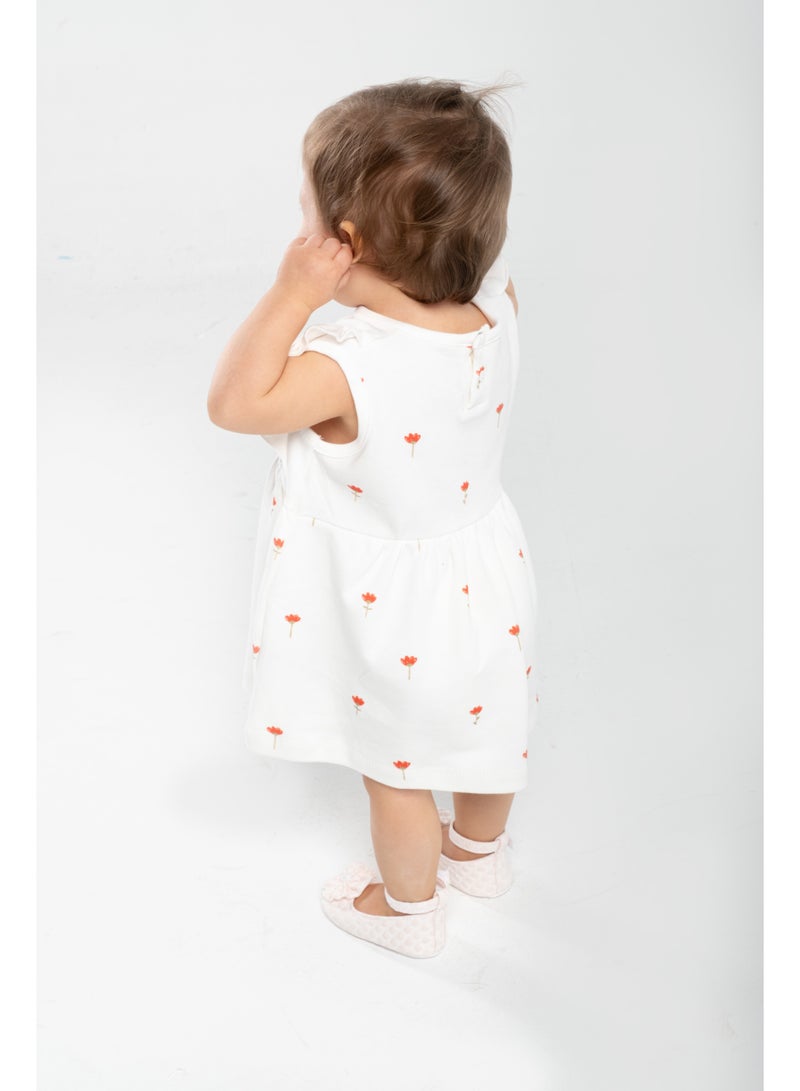 Baby Fou Baby Girls Sleeveless Tulip Dress | Soft Cotton Summer Outfit | Infant & Toddler Casual Clothing | Cute Flower Print Dress for Daily Wear, Parties & Photoshoots | 6–24 Months - Image 4