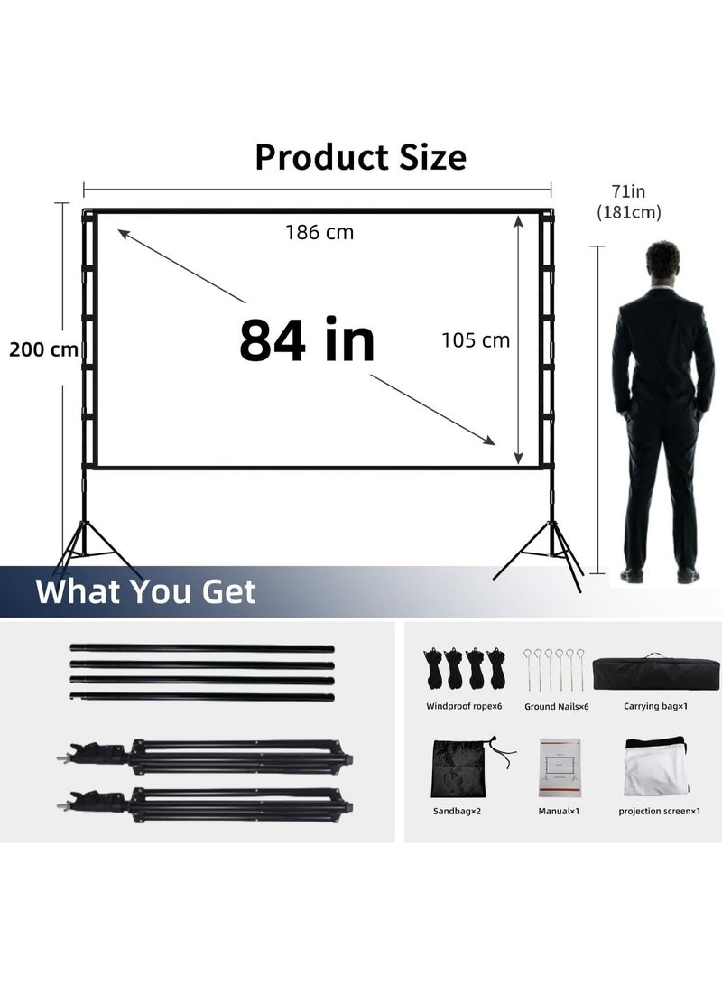 فلاشهوك شاشة عرض محمولة مقاس 84 بوصة بنسبة عرض إلى ارتفاع 16:9 مع حامل ثلاثي القوائم بارتفاع مترين للاستخدام الخارجي أو الداخلي - Image 2