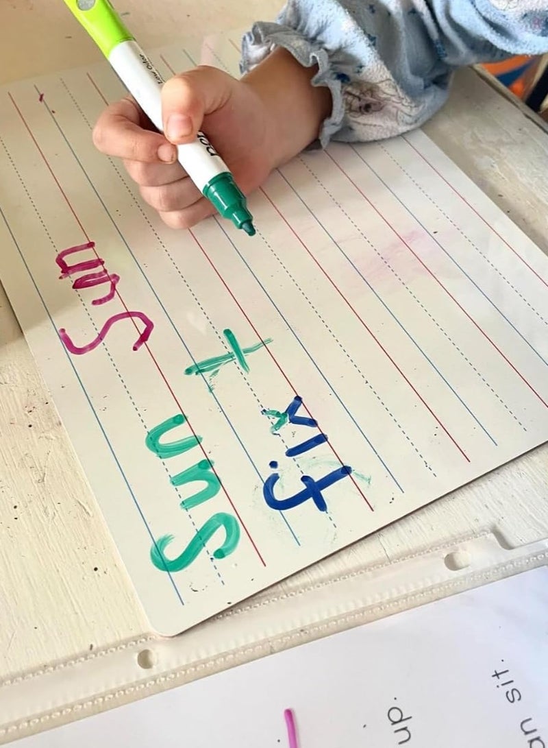 MARKQ [Pack of 1] Lined Dry Erase White Board [A4] for Kids Ruled Writing Board - Image 2