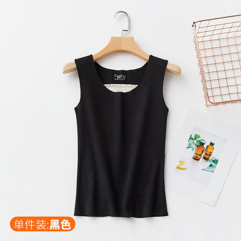 German velvet thermal vest womens fleece-lined thickened winter seamless heating inner wear vest sling inner base cotton vest Off-white  - Image 5