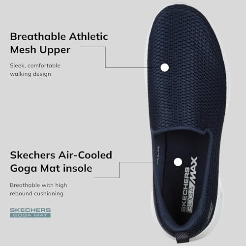 SKECHERS حذاء سكيشرز النسائي جو ووك جوي - تقنية 5GEN للتوسيد، وسادة هوائية GOGA، شبكة علوية قابلة للتنفس، أزرق/أبيض، 8 - Image 5