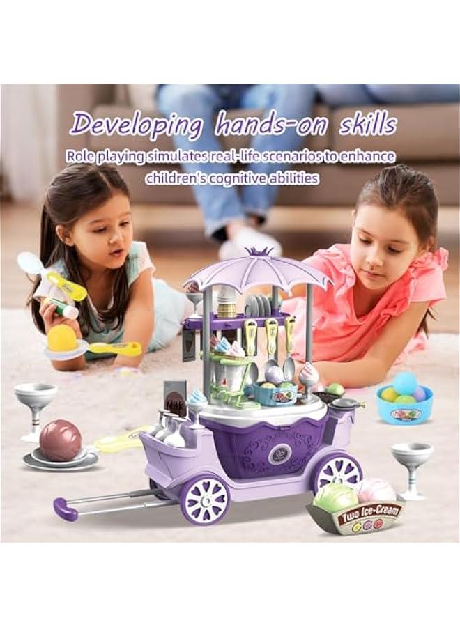 Mini Ice Cream Toys for Kids - 65 Piece ice Cream cart and Pretend Play Food Set for Toddlers,Preschool Toys for Child,ice Cream Truck Toy Set Scoop and Cone Maker for 3 Year Old Girls  Boys and Up - Image 2