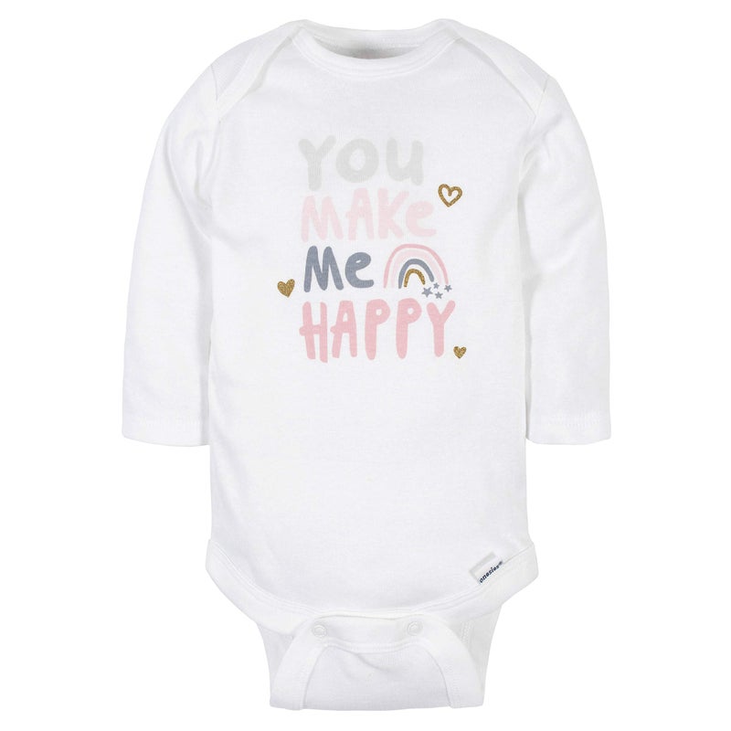 Gerber Baby Girls 6-Pack Long-Sleeve Onesies Bodysuits and Toddler T-Shirt Set, Bear Pink, 0-3 Months US - Image 2
