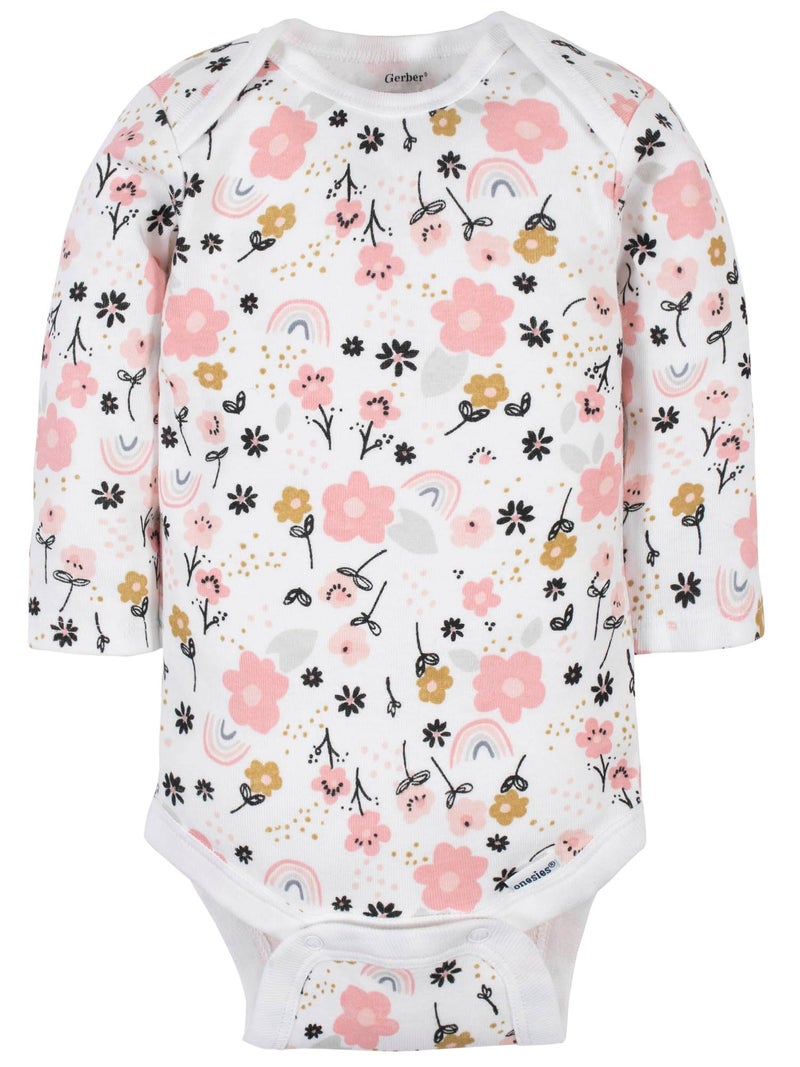 Gerber Baby Girls 6-Pack Long-Sleeve Onesies Bodysuits and Toddler T-Shirt Set, Bear Pink, 0-3 Months US - Image 4
