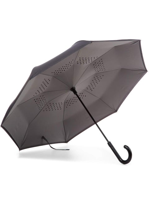 Totes InBrella  Reverse Close Umbrella with Invisible Water Repellent Coating  Auto Close Inverted Dripless and Stormproof for Rainy Weather