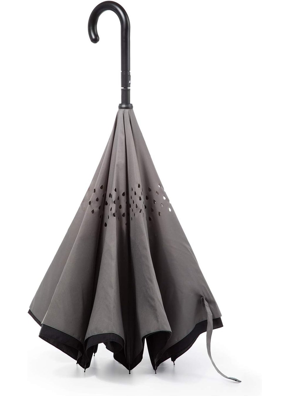 Totes InBrella  Reverse Close Umbrella with Invisible Water Repellent Coating  Auto Close Inverted Dripless and Stormproof for Rainy Weather