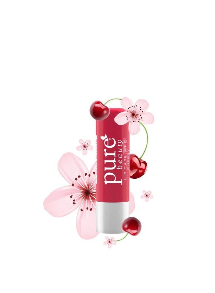 Pure Beauty Moisturizer Lip Care SPF 15 Cherry Flavor with Shea Butter and Vitamin E Lip Balm 4.2 grams