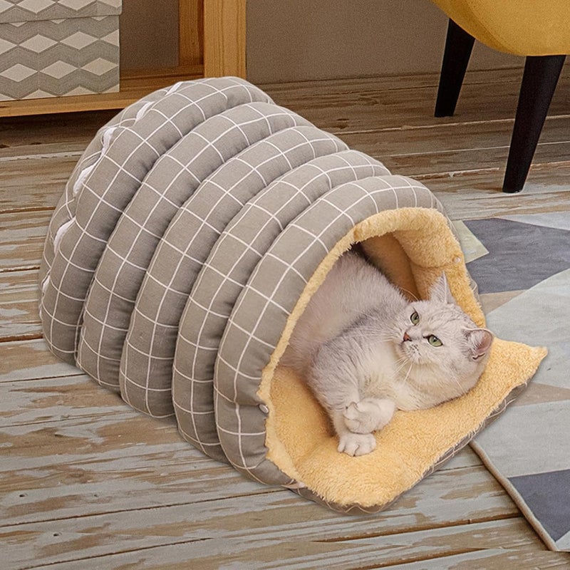 Semi-Enclosed Cave Bed for Cats, Ideal for Winter. Warm and Multifunctional Bed for Kittens. 55×40×30 Cm, Grey - Image 4