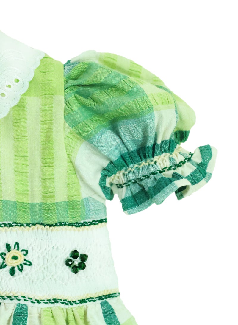 Kidabhoo Kids Smocked Dress for Girls - Plaid Meadow  - Image 3
