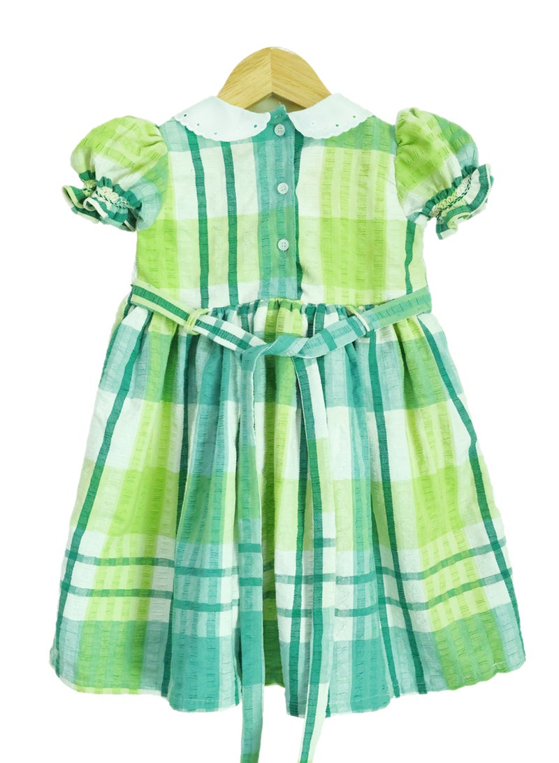 Kidabhoo Kids Smocked Dress for Girls - Plaid Meadow  - Image 4