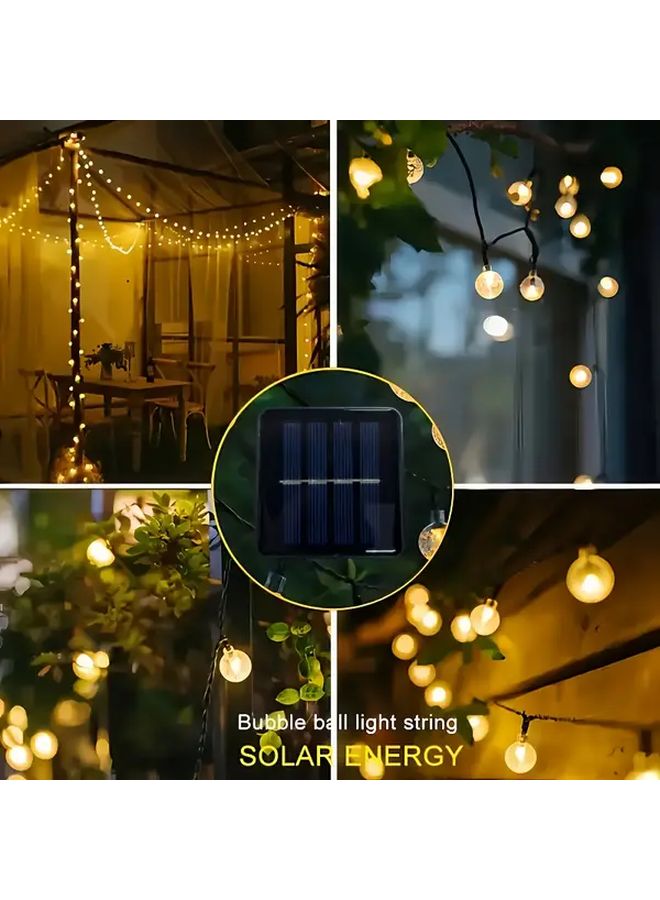 Solar Powered Color Changing Bubble Ball String Lights Warm White 5M 20 LED 8 Modes IP65 Waterproof Outdoor Decor - Image 4