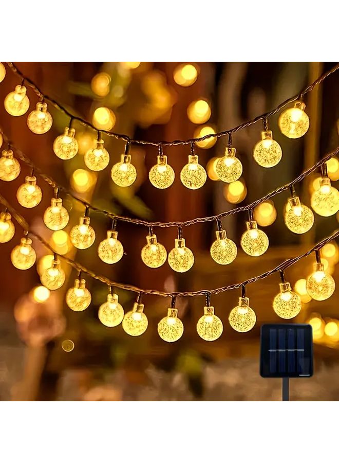 Solar Powered Color Changing Bubble Ball String Lights Warm White 5M 20 LED 8 Modes IP65 Waterproof Outdoor Decor - Image 1