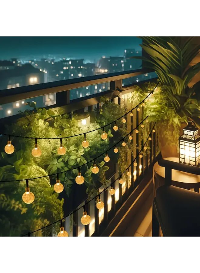 Solar Powered Color Changing Bubble Ball String Lights Warm White 5M 20 LED 8 Modes IP65 Waterproof Outdoor Decor - Image 3