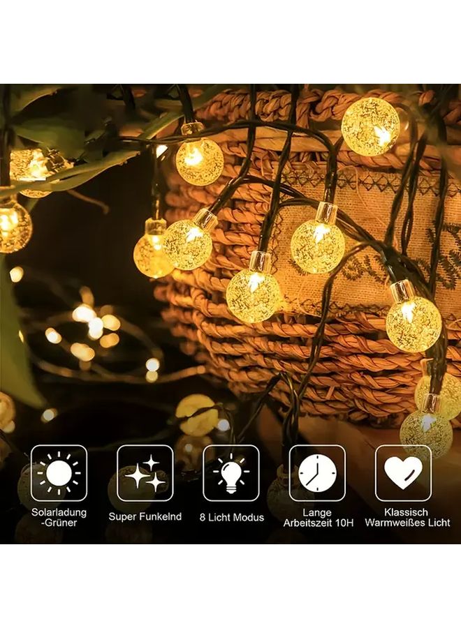 Solar Powered Color Changing Bubble Ball String Lights Warm White 5M 20 LED 8 Modes IP65 Waterproof Outdoor Decor - Image 2