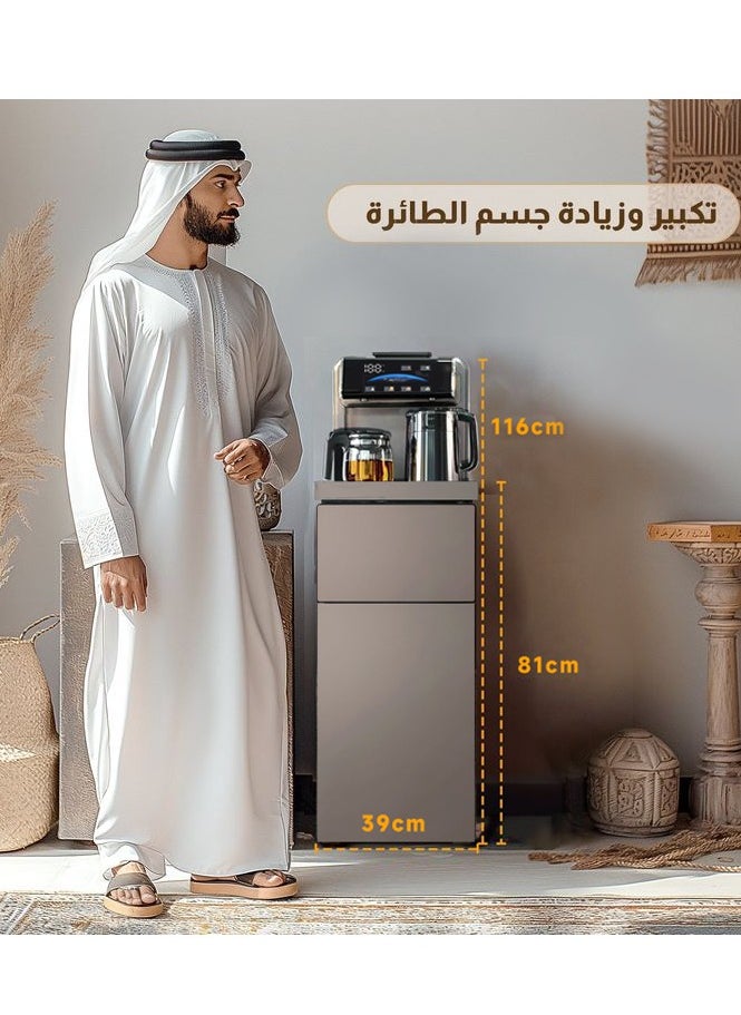 GearZone - Water Dispensers Tea Bar Machine Household Vertical Water Dispenser Kettle Cabinet Integrated Bottom Mounted Water Bucket Fully Automatic Intelligent Cold and Hot Drink Dispenser for 3 or 5 Gallon Bottles, Ideal for Office, Home, Living Room （Elegant Gold） - Image 1