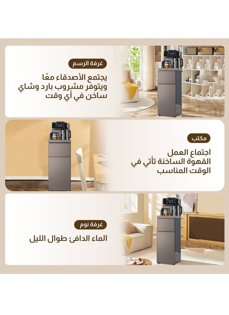 GearZone - Water Dispensers Tea Bar Machine Household Vertical Water Dispenser Kettle Cabinet Integrated Bottom Mounted Water Bucket Fully Automatic Intelligent Cold and Hot Drink Dispenser for 3 or 5 Gallon Bottles, Ideal for Office, Home, Living Room （Elegant Gold） - Image 1