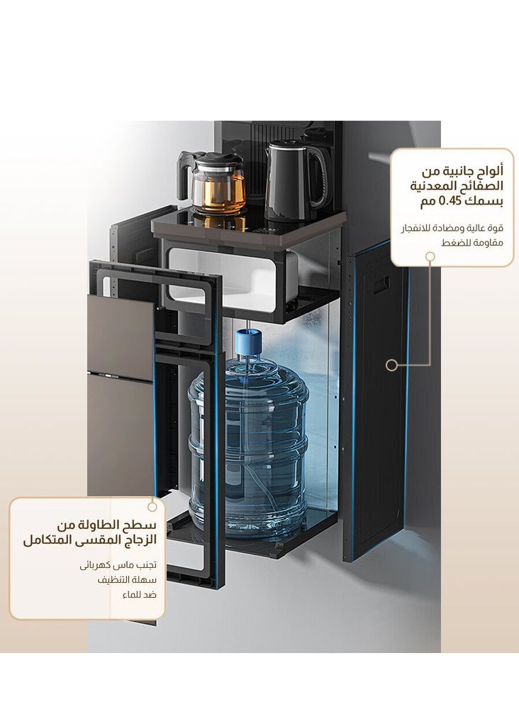 GearZone - Water Dispensers Tea Bar Machine Household Vertical Water Dispenser Kettle Cabinet Integrated Bottom Mounted Water Bucket Fully Automatic Intelligent Cold and Hot Drink Dispenser for 3 or 5 Gallon Bottles, Ideal for Office, Home, Living Room （Elegant Gold） - Image 1