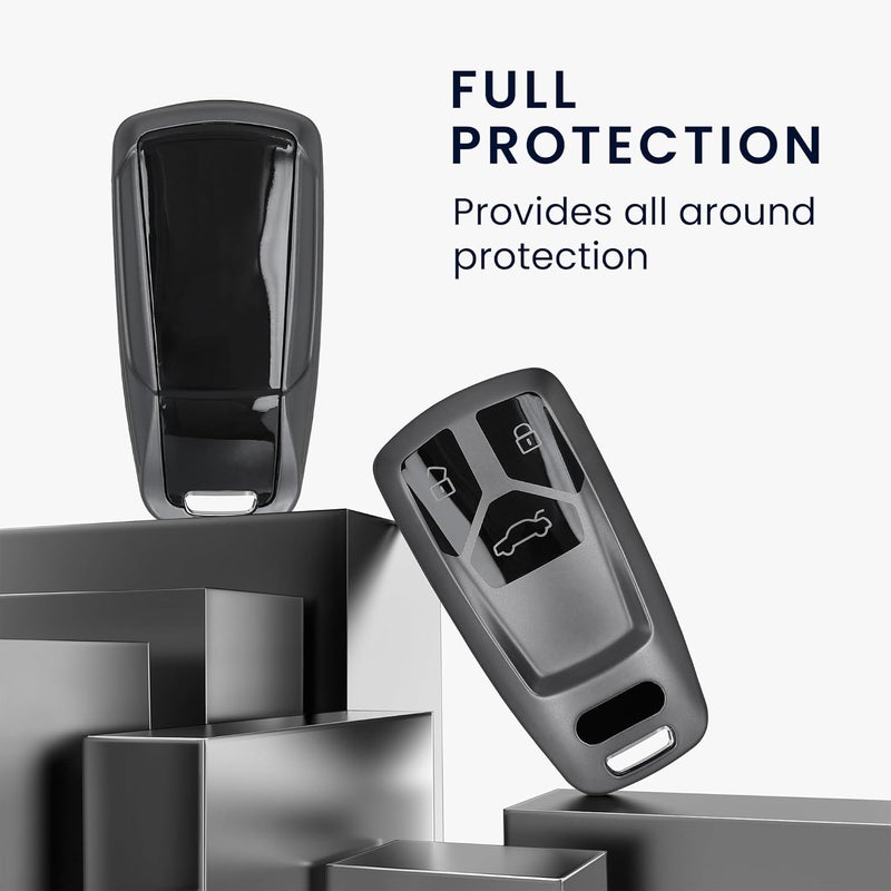 kwmobile Remote Cover for Audi Smart Key – TPU Buttons – Matte Black/Black - Image 2