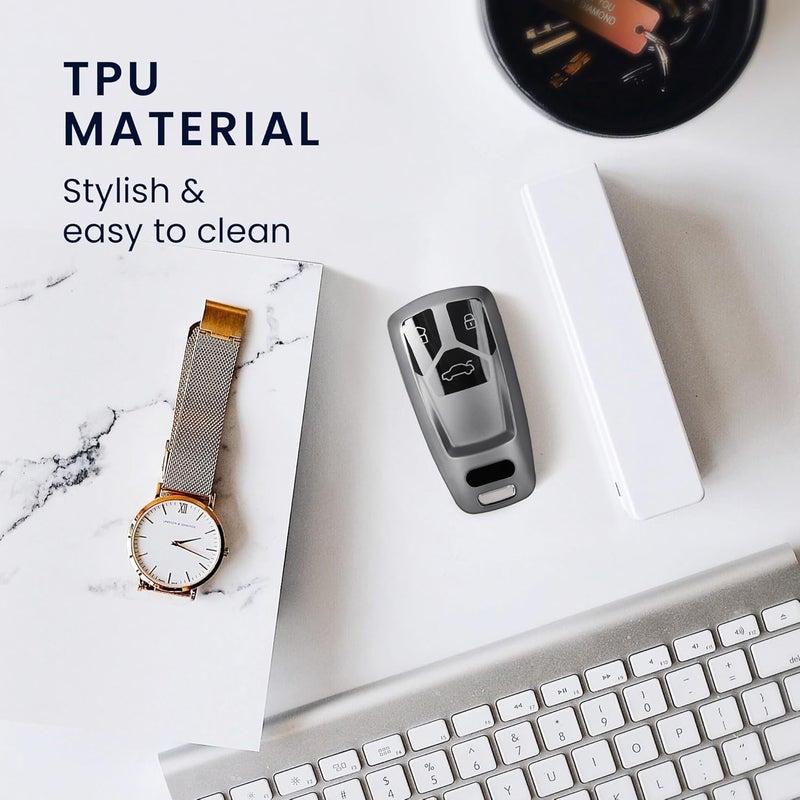 kwmobile Remote Cover for Audi Smart Key – TPU Buttons – Matte Black/Black - Image 4