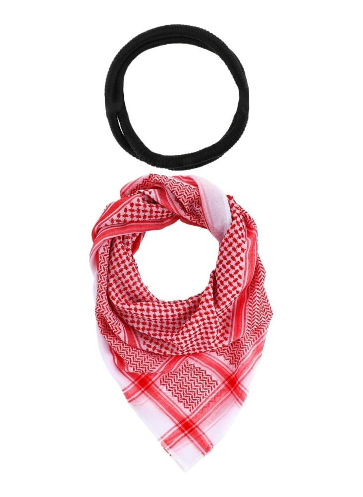 بريميم طقم شماغ وكوفية رجالية حمراء مع عقال أسود - غطاء رأس عربي تقليدي - Image 3