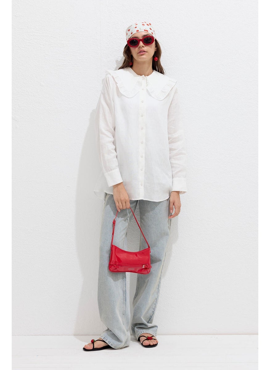 Manuka - Collar Detailed Linen Shirt Ecru - Image 1