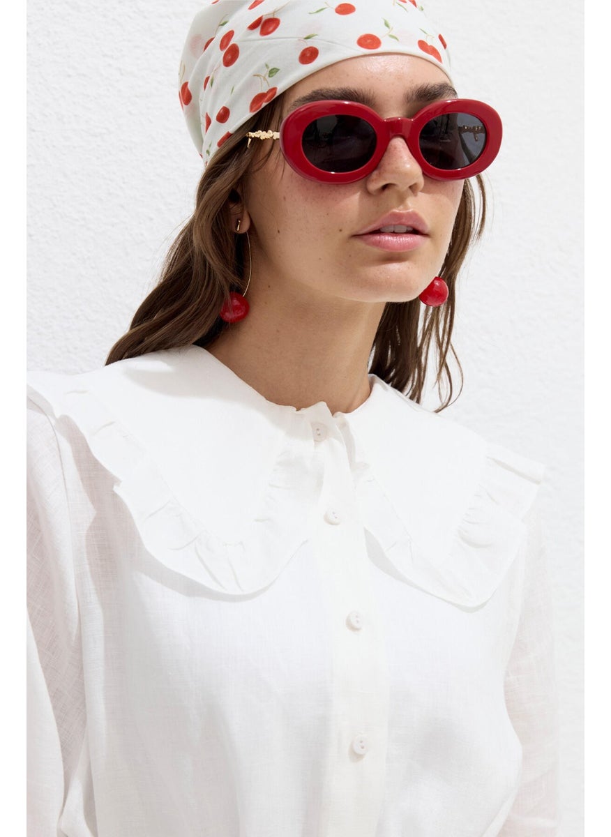 Manuka - Collar Detailed Linen Shirt Ecru - Image 1