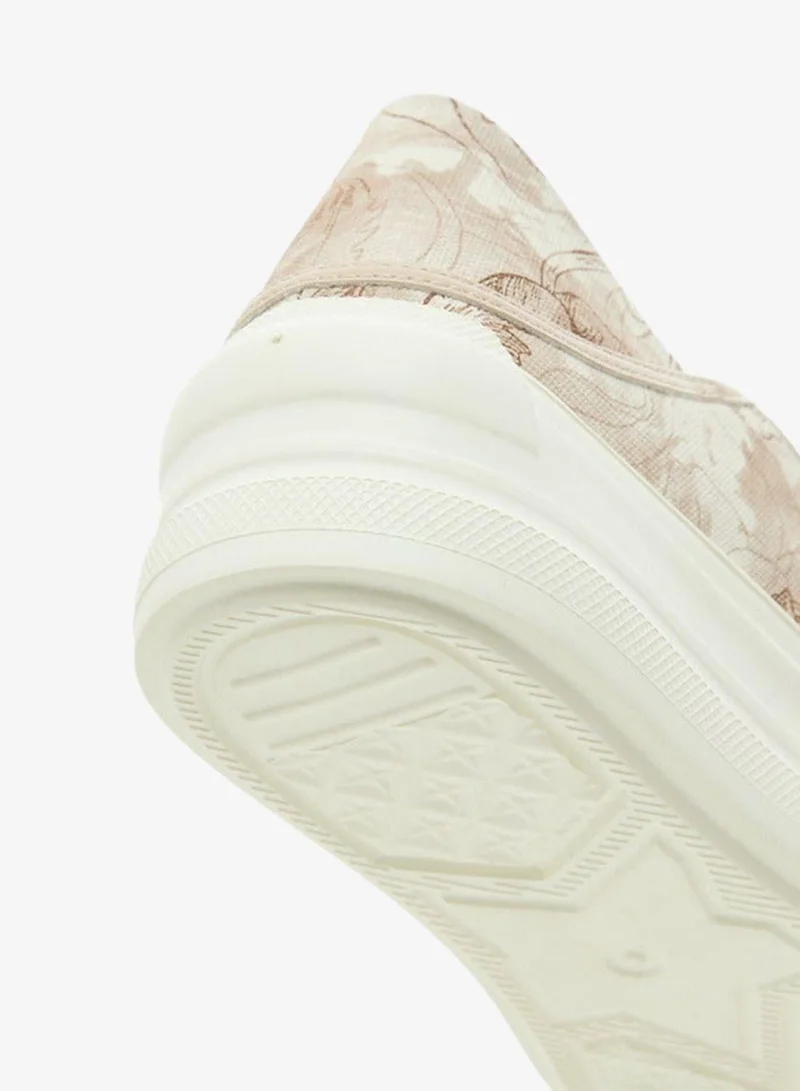 Paprika BEIGE Women's Floral Print Lace-Up Sneakers for Women | Best Price UAE