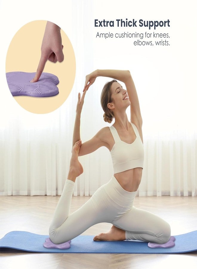 وسادة ركبة يوغا احترافية من FirstFit، وسادة سميكة للغاية للمرفقين لتمارين البيلاتس والبلانك والتأمل، وسادة حماية للمفاصل مانعة للانزلاق، عبوة من قطعتين - بنفسجي - (المقاس - 7.8 بوصة طول × 7.8 بوصة عرض × 0.78 بوصة سمك) - Image 2