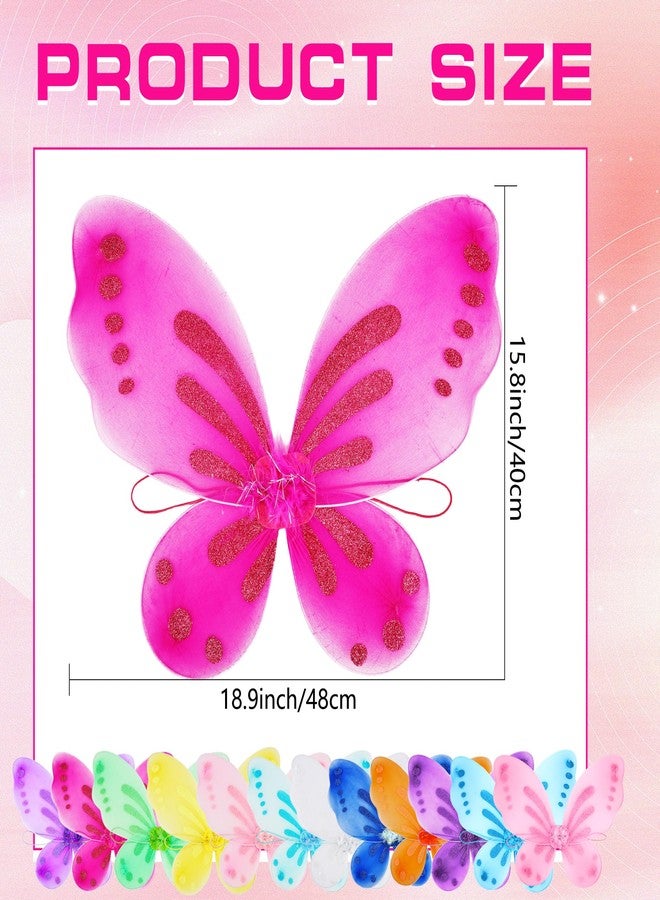 Flahard 24 Pack Girls Fairy Wings Bulk Butterfly Wings Butterfly Angel Costume Wing for Kids Cosplay Wedding Decoration Party Dress up, 12 Colors - Image 2