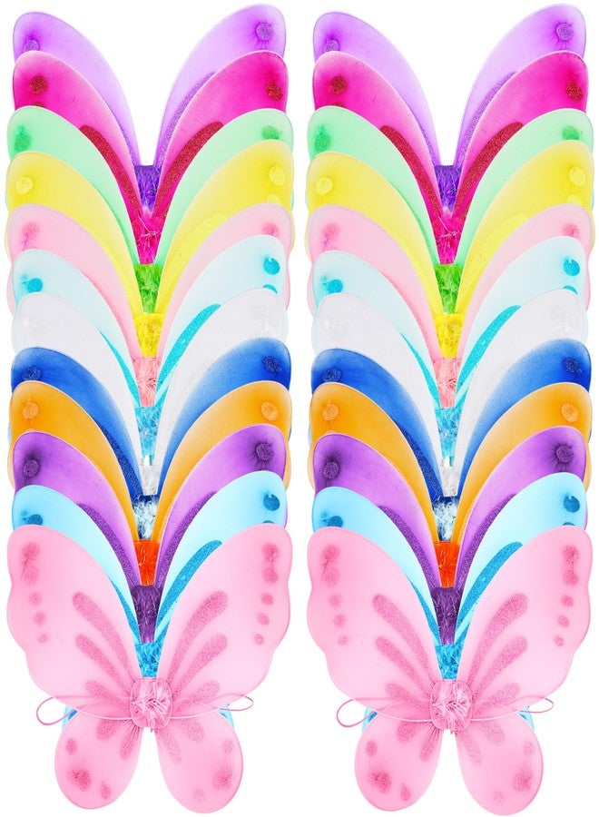 Flahard 24 Pack Girls Fairy Wings Bulk Butterfly Wings Butterfly Angel Costume Wing for Kids Cosplay Wedding Decoration Party Dress up, 12 Colors - Image 1