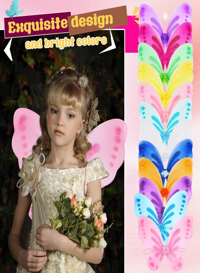 Flahard 24 Pack Girls Fairy Wings Bulk Butterfly Wings Butterfly Angel Costume Wing for Kids Cosplay Wedding Decoration Party Dress up, 12 Colors - Image 4