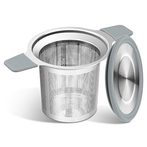 Ohtomber Tea Infuser Strainers Stainless Steel Loose Leaf Tea Strainer Stepper with Heat Proof Double Handles Extra Fine Mesh Ball Infusers Diffuser Holder Filter for Mugs