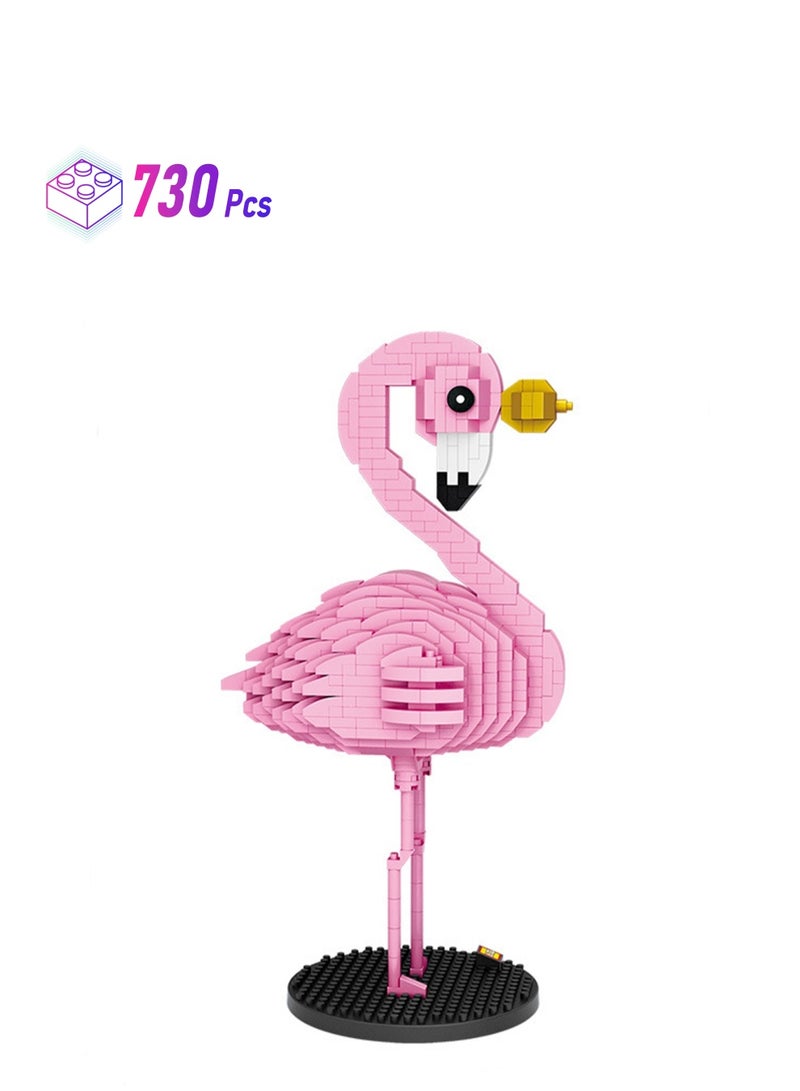 730pcs Pink Bird Model Set Building Blocks Creative Diy Assembly Building Assembly Toys Children Adult Home Decoration - Image 1