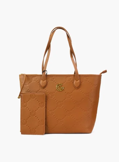 Gabriella Gucci Gabriella Gucci Monogram Embossed Tote Bag with Pouch