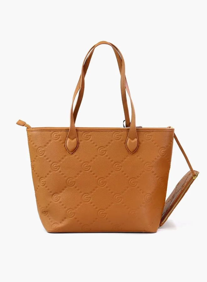 غابرييلا غوتشي Gabriella Gucci Monogram Embossed Tote Bag with Pouch